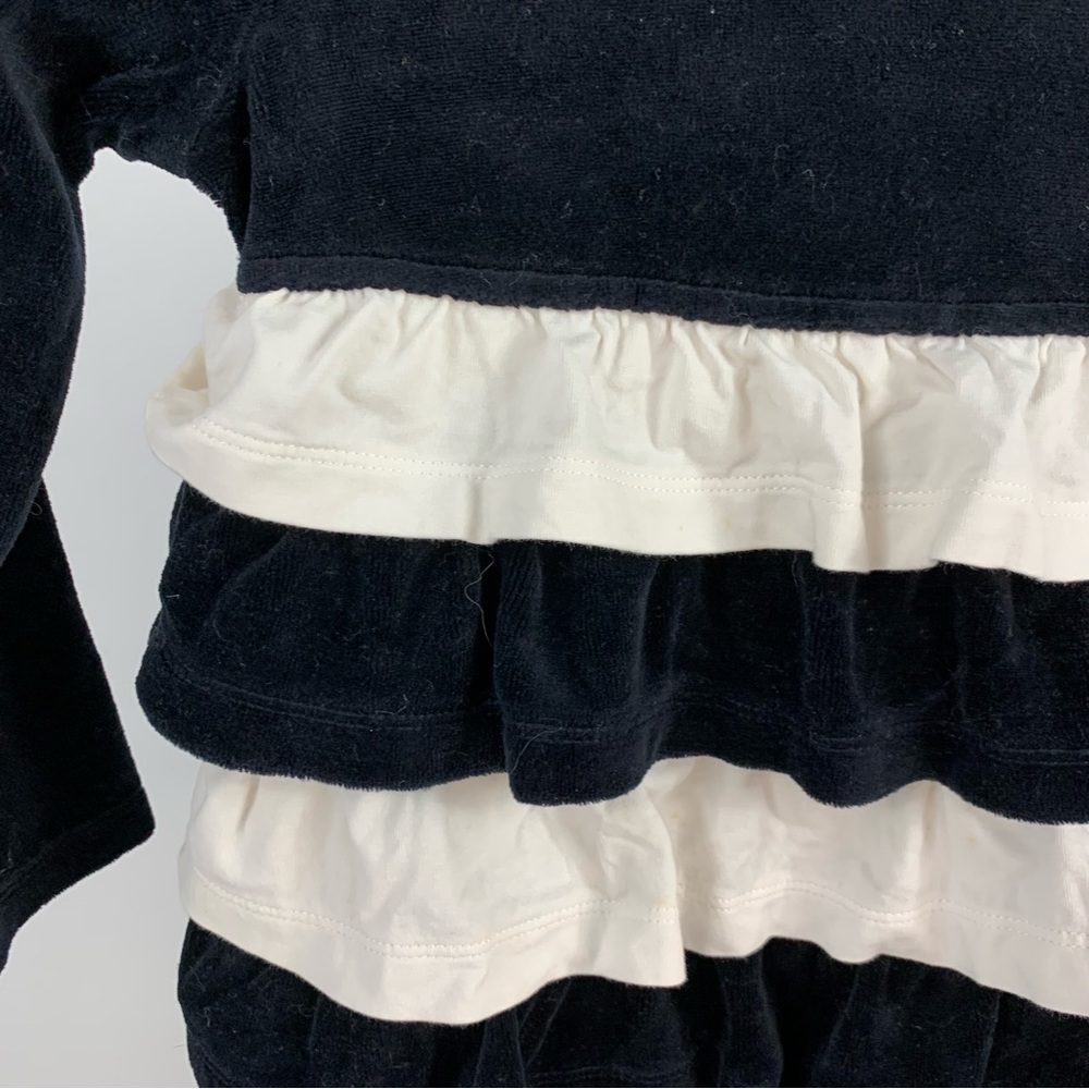 Hanna Andersson Long Sleeve Layered Tiered Ruffle Black White Girls Dress 5 - Picture 5 of 10